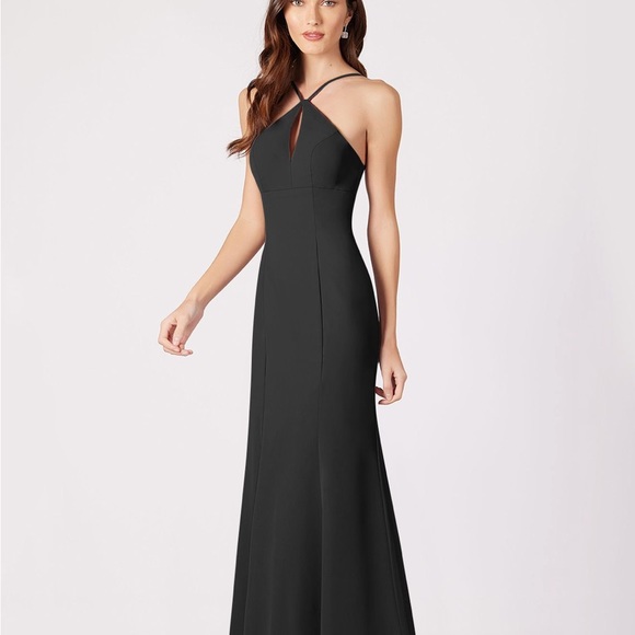 Azazie Livy black floor length dress worn once size A2 - Picture 1 of 4